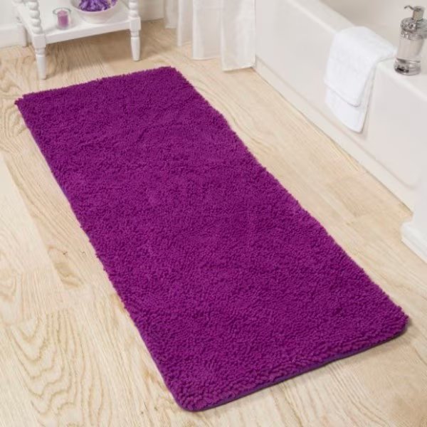 Hastings Home Memory Foam Shag Bath Mat 2-feet by 5-feet - Purple, Hastings Home, Mfr#: 490019GNS